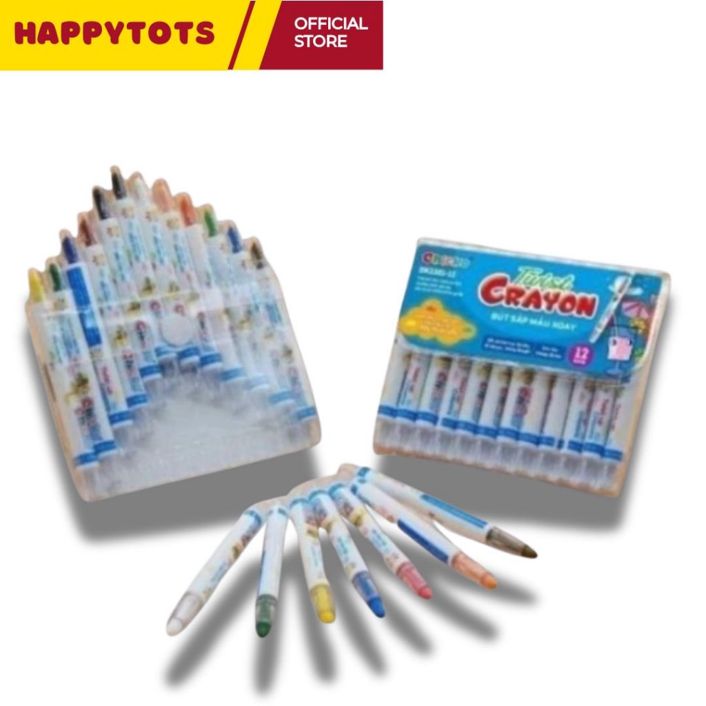 Bút Sáp Màu Duka: Bút Sáp Màu Xoay Twist Crayon 12 Màu Túi Nhựa PVC: DK3301-12