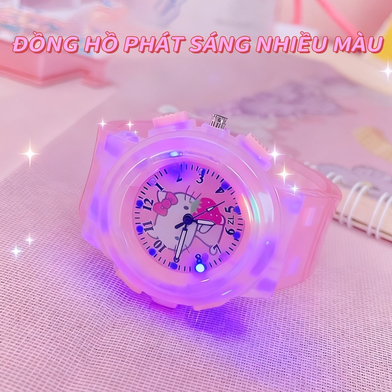 Dễ Thương Đồng Hồ Đeo Tay Kỹ Thuật Số Có Đèn led Hình hello kitty Nhiều Màu Sắc Chất Lượng Cao Cho Bé