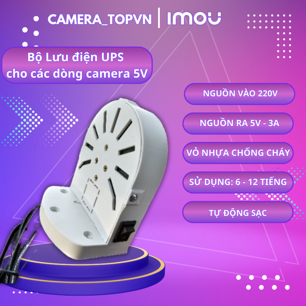 Bộ lưu điện 5V dành cho camera trong nhà, bộ lưu điện tích điện 10h tại CAMERA TOPVN