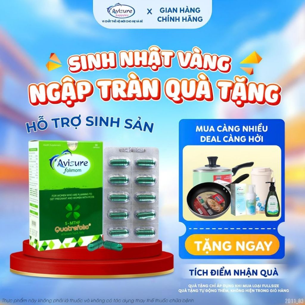 Avisure Folimom – Hỗ trợ thụ thai, bổ sung folate cho phụ nữ chuẩn bị mang thai