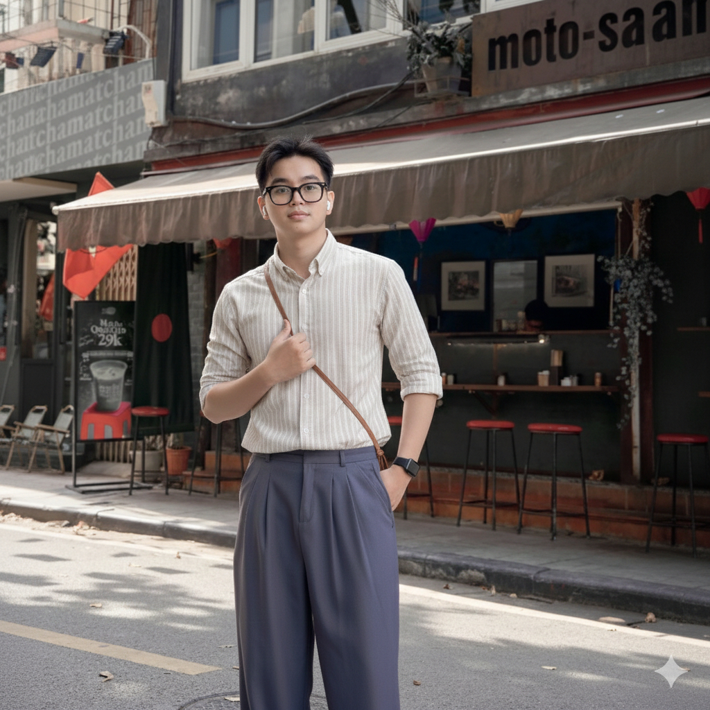 Áo sơ mi kẻ sọc vải linen nam nữ cổ bẻ basic thương hiệu gusta - SM66