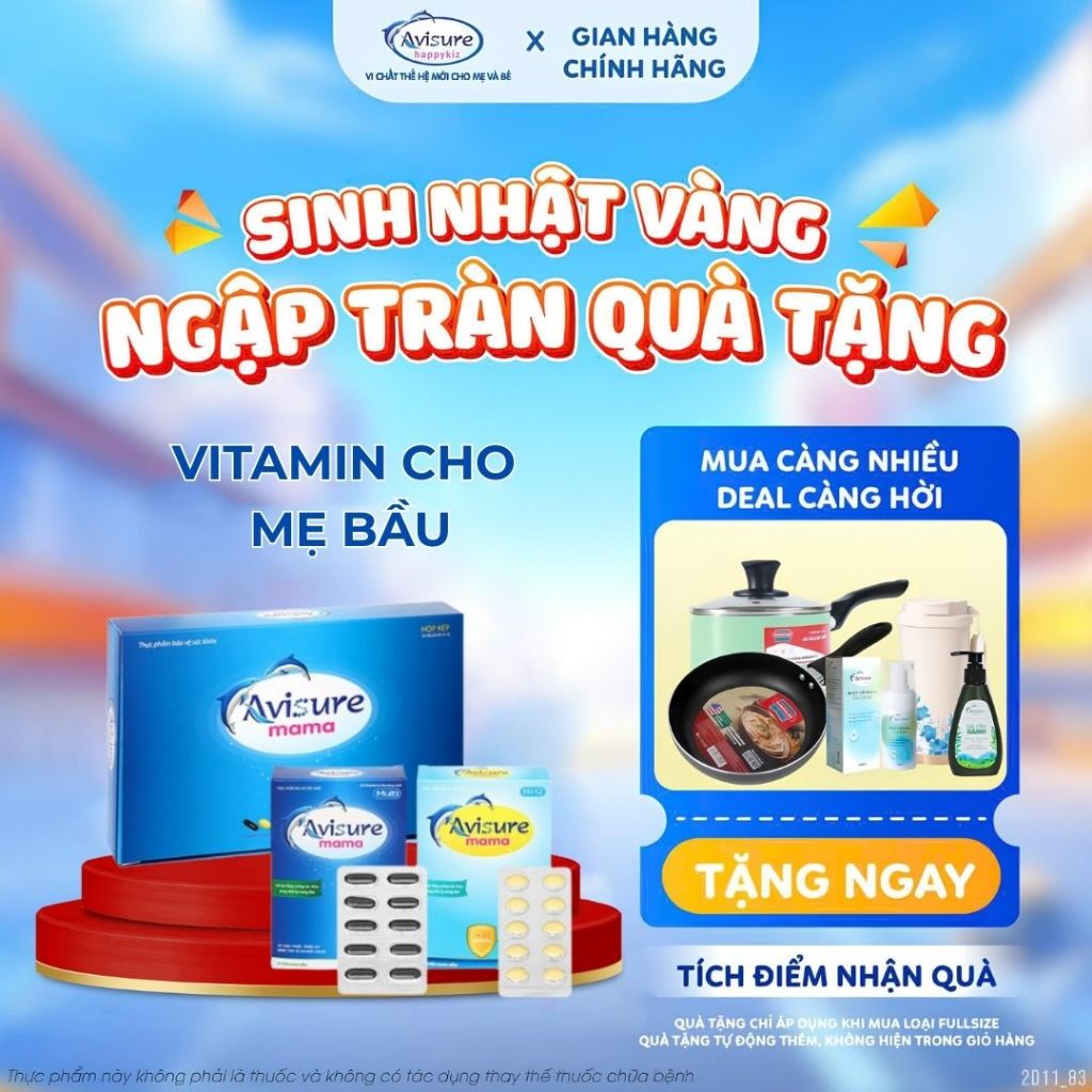 [Date mới+Tích điểm] Mua 2 Hộp Avisure Mama 60V Tặng Quà - Bổ Sung DHA, Vitamin Tổng Hợp cho Mẹ & Bé