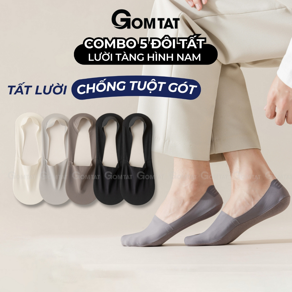 [LIVE] Combo 5 đôi tất lười nam chống tuột gót GOMTAT, vớ tàng hình nam mềm mại, thoáng khí - UYE-70