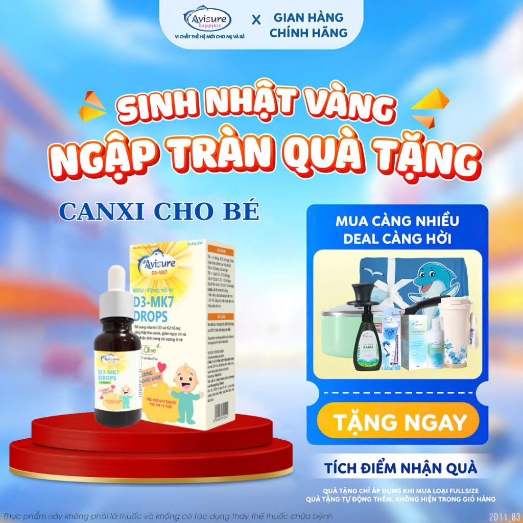 [Tích điểm] TPBVSK Avisure D3MK7 giúp bé Hấp thụ Canxi vượt trội, hỗ trợ cải thiện còi xương