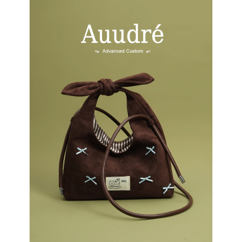 Túi Xách Nữ Auudre Original Bow Tote Bag – Phong Cách Retro, Đeo Chéo, Màu Trơn