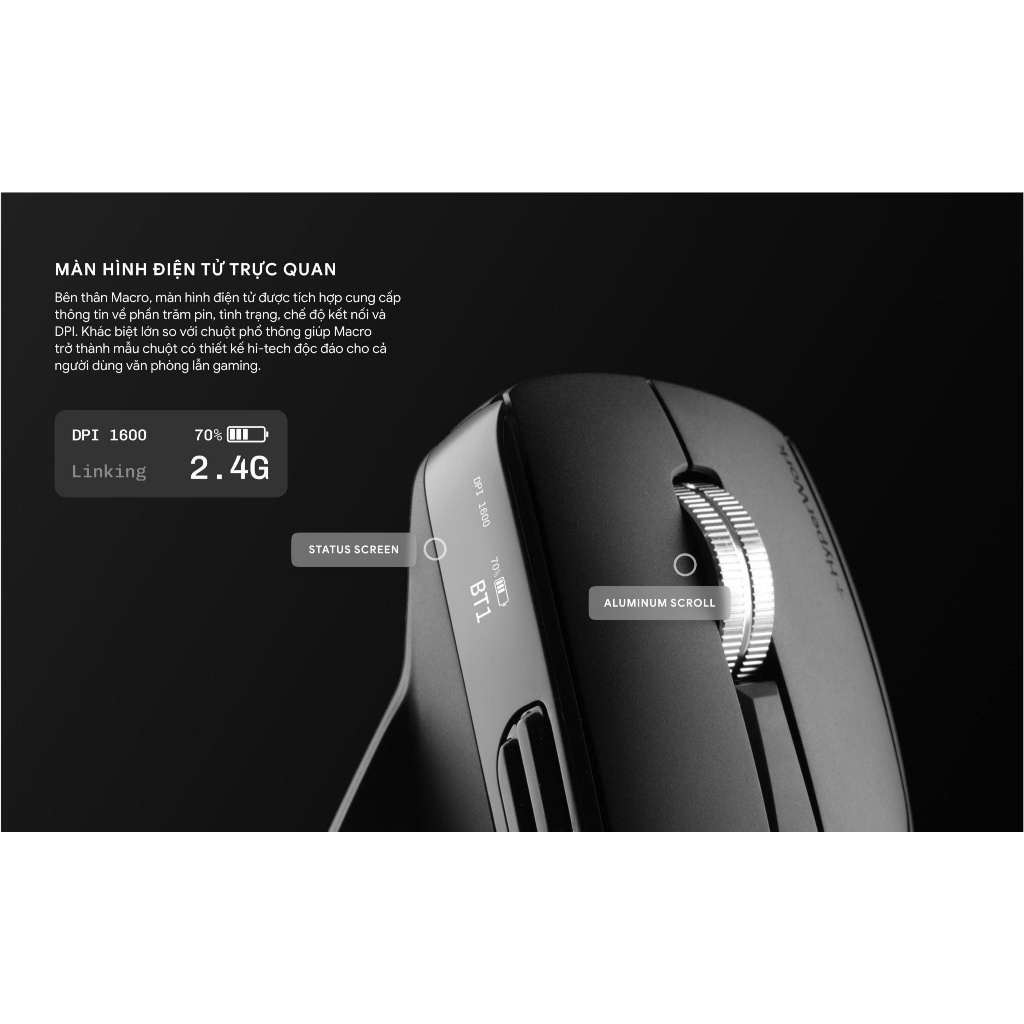 Chuột không dây Hyperwork MS02 Macro Pin sạc 700mAh (3 Mode / DPI 800-6000) | BigBuy360 - bigbuy360.vn