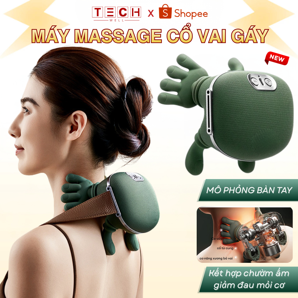 Máy Massage Cổ Vai Gáy Mô Phỏng Bàn Tay Kết Hợp Chườm Ấm, Massage Trị Liệu Giảm Đau Mỏi Cơ Hiệu Quả