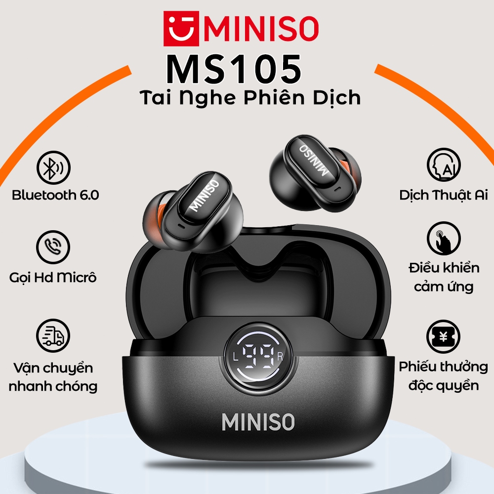 MINISO MS105 Tai Nghe Thể Thao Phiên Dịch AI 134 Ngôn Ngữ Bluetooth 6.0 Kết Nối Nhanh Âm Thanh HIFI HD  Chống Ồn ENC |Ch