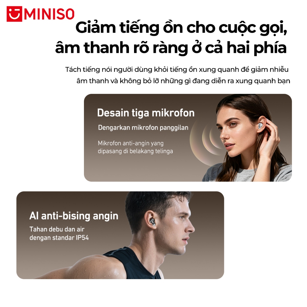 MINISO MS105 Tai Nghe Thể Thao Phiên Dịch AI 134 Ngôn Ngữ Bluetooth 6.0 Kết Nối Nhanh Âm Thanh HIFI HD  Chống Ồn ENC |Ch | BigBuy360 - bigbuy360.vn