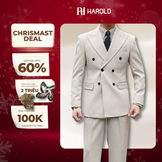  Bộ Suit Nam Harold Nhung Tăm Hallstatt Nâu Và Be- Suit Công Sở Đi Tiệc 2 Hàng Khuy Thiết Kế Sang Trọng Chống Nhăn 