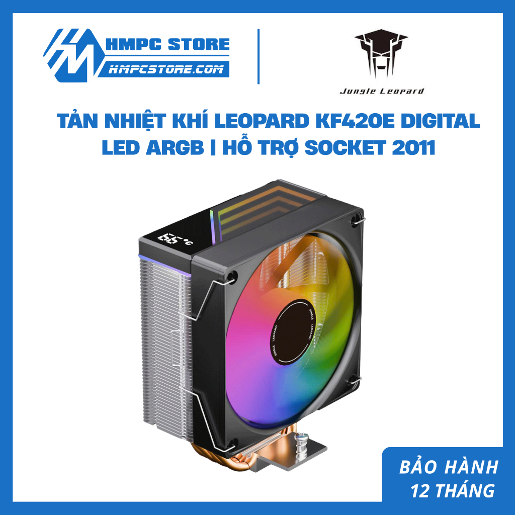 Tản nhiệt khí Leopard KF420E Digital LED ARGB | Hỗ trợ Socket 2011, màu đen