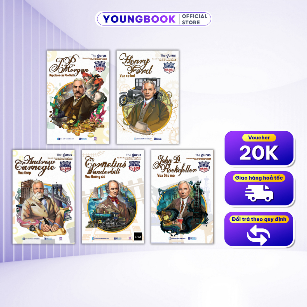 Sách Đại Tư Bản Mỹ – JP Morgan, Henry Ford, Andrew Carnegie, Vanderbilt, Rockefeller | Sách Kinh Doa