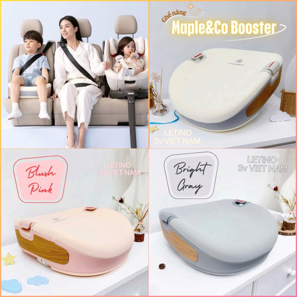 Ghế Ô Tô Maple&Co Booster cho bé 3-12 Tuổi, Chuẩn An Toàn i-Size R129, ISOFIX - Chính Hãng