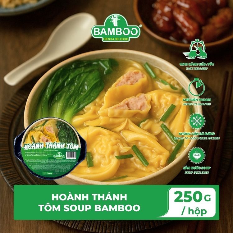 Hoành Thánh Tôm Soup BAMBOO – Dimsum Ăn Liền Ngon (250g)