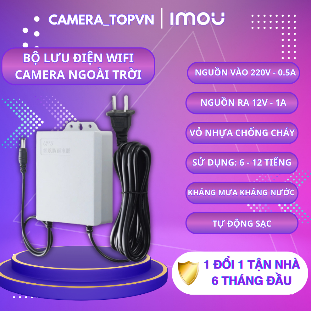Bộ lưu điện 12V dành cho camera ngoài trời, bộ lưu điện tích điện 10h tại CAMERA TOPVN