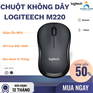 Chuột không dây silent Logitech M220 Giảm ồn 90% Kết nối qua USB 2.0, Nhẹ Gọn,Giá Rẻ, Bảo Hành 12T |