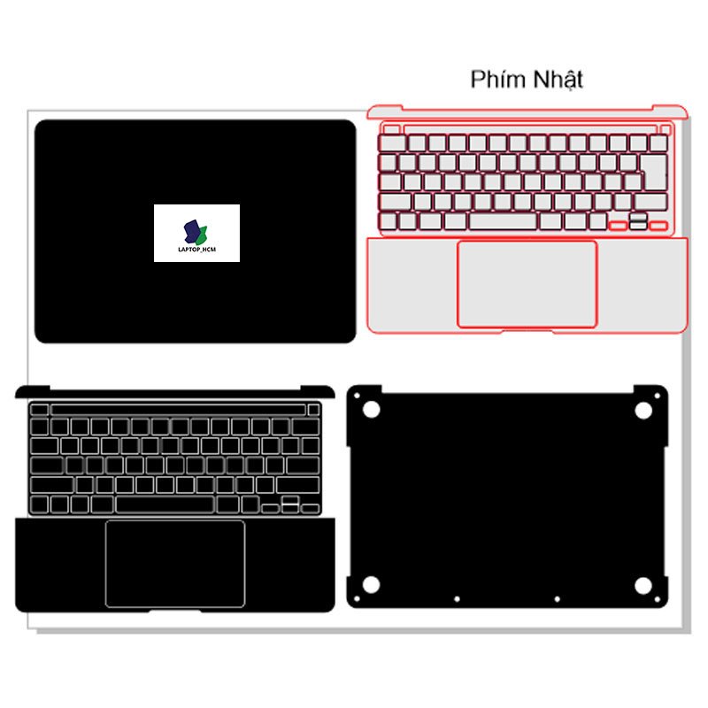 Decal skin Macbook Pro (13-inch, 2020) A2289, A2251, A2338 cắt sẵn mặt ABCD