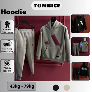  Đồ Bộ Nam Dài Tay Thu Đông Chất Nỉ Bông Cao Cấp - Bộ Hoodie Nam In Logo Dập Nổi Siêu Chất TOMRICE H112 