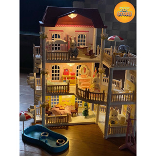  Bộ đồ chơi nhà búp bê nhà thỏ giáng sinh biệt thự lớn cao cấp cho bé toystore FUDAER nhà thỏ noel kèm cây thông mini 