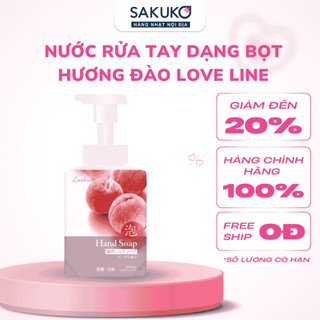 Nước rửa tay dạng bọt Love Line hương đ ào làm sạch bụi bẩn khử mùi dịu nhẹ 350ml