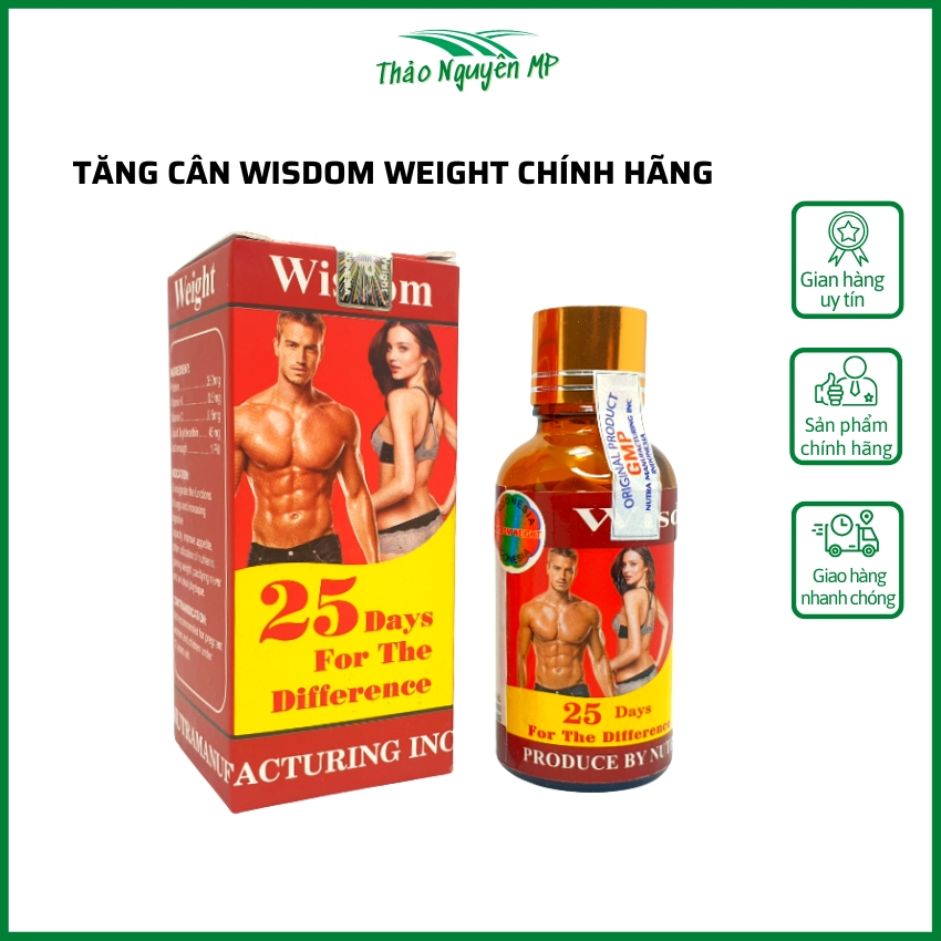 [Chính Hãng] Vitamin tăng cân wisdom weight - hộp 25 viên tăng cân an toàn không tích nước