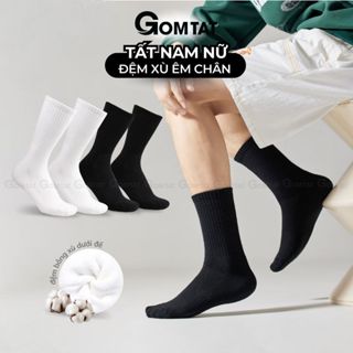 Tất trơn lót xù nam nữ cổ cao, cổ trung GOMTAT, vớ chất liệu cotton giữ ấm mùa đông, êm chân - TATXU-TRON-1DOI