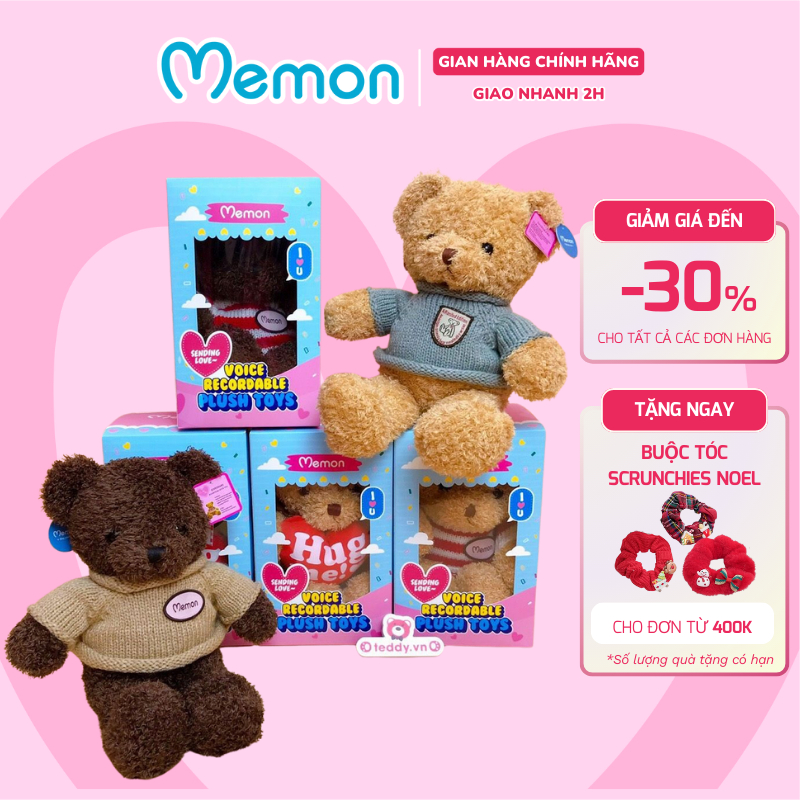 Gấu bông ghi âm giọng nói Memon gấu bông biết nói cao cấp quà tặng ý nghĩa cho bé yêu