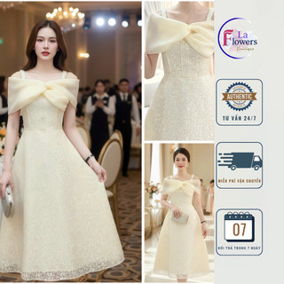  Đầm Dự Tiệc Nữ Cao Cấp – Đầm Kem Nơ Lớn Thanh Lịch Đầm Dáng Xòe Sang Trọng Dự Tiệc Cưới  MV2692 
