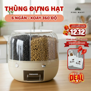  Thùng Đựng Hạt Thùng Đựng Gạo Thông Minh Thùng Hạt Xoay 360 Độ Tiện Lợi Chống Côn Trùng Bụi Bẩn 