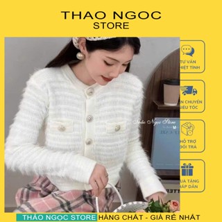  Áo len lông thỏ nữ tay dài form lửng cài nút vàng hàng nhập!  có sẵn hình thật  THẢO NGỌC STORE 