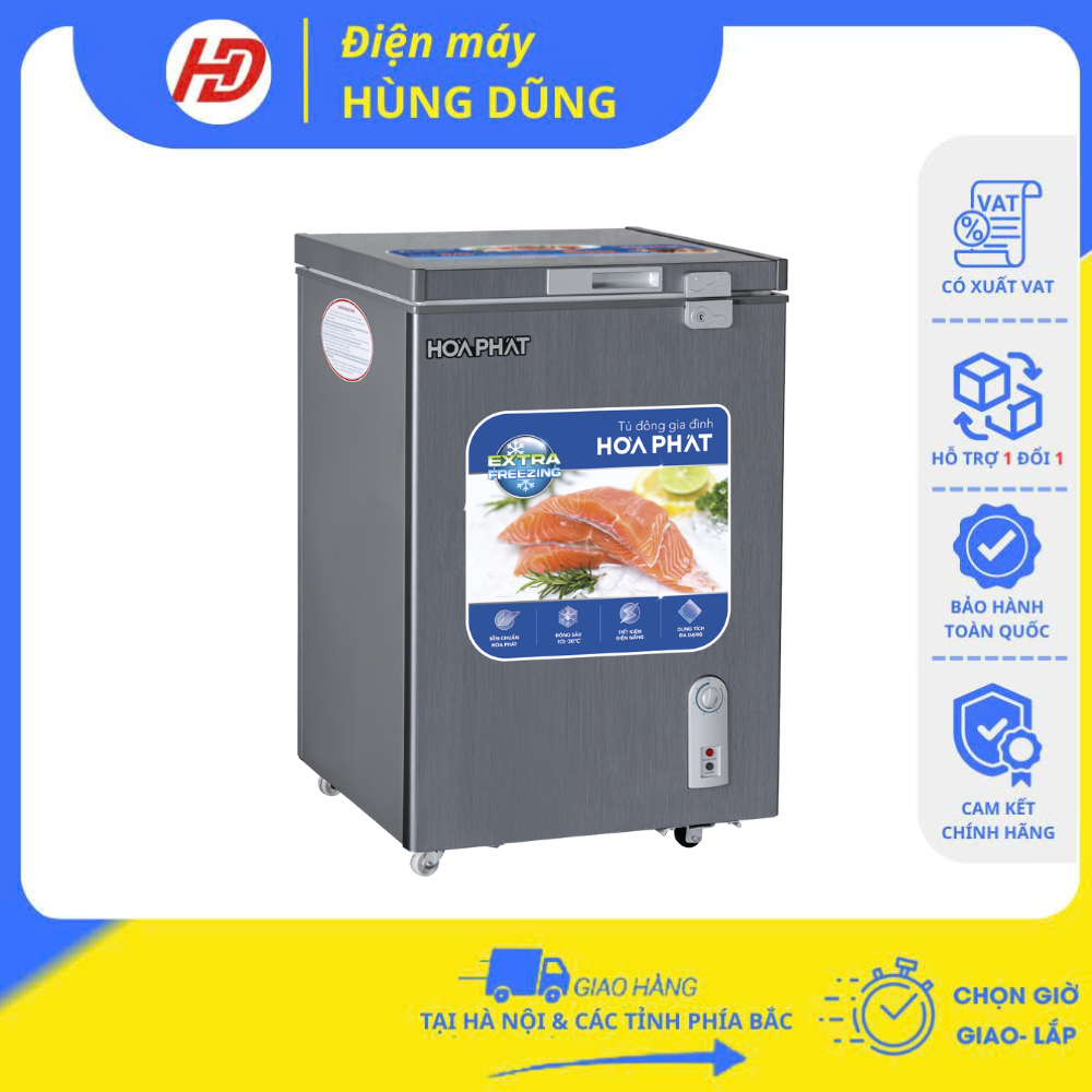 [ SHIP HỎA TỐC HÀ NỘI ] Tủ đông mini Hòa Phát 107 lít HCF 106S1ĐSH /HPF AD6107G , dàn đồng 100%-BH chính hãng 24 tháng