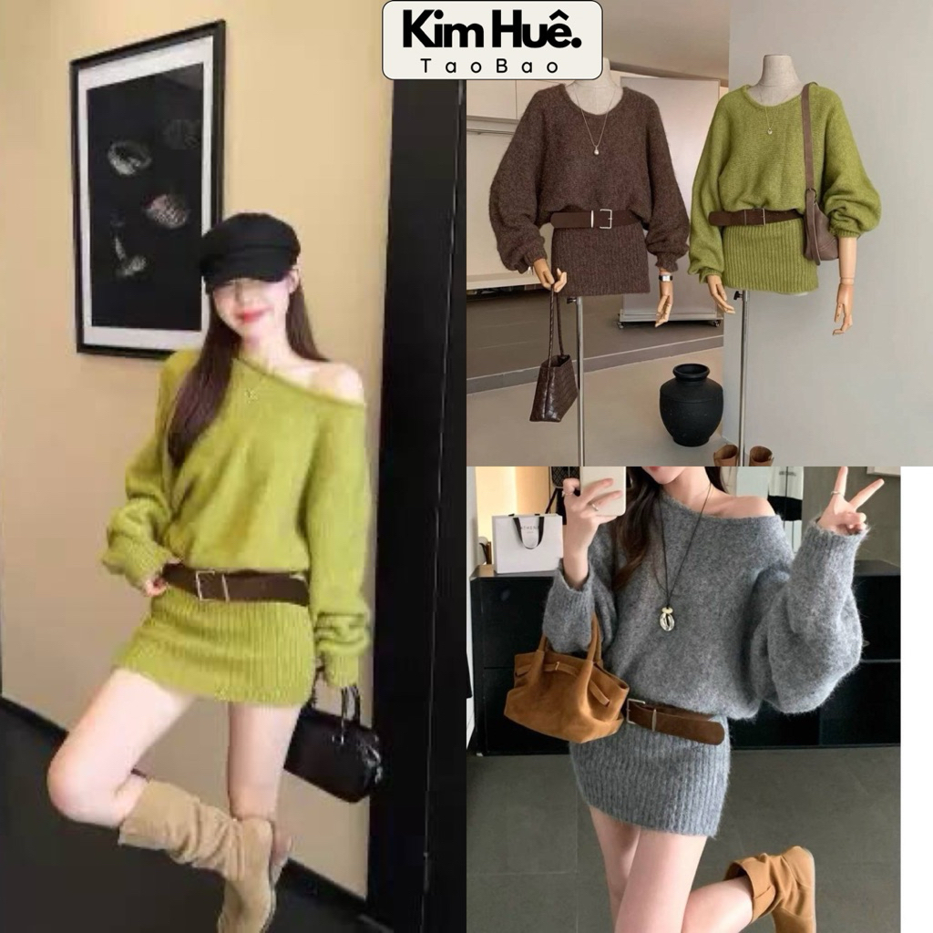 (Order Taobao) Váy len ôm body 4 màu ( TẶNG Kèm Đai )