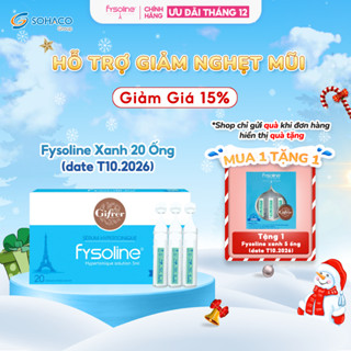  Nước Muối Ưu Trương Fysoline Pháp Hỗ Trợ Giảm Ngẹt Mũi Khô Mũi  Dị Ứng Cho Bé - Hộp Xanh 20 Ống x 5ml - Date T9.2026 