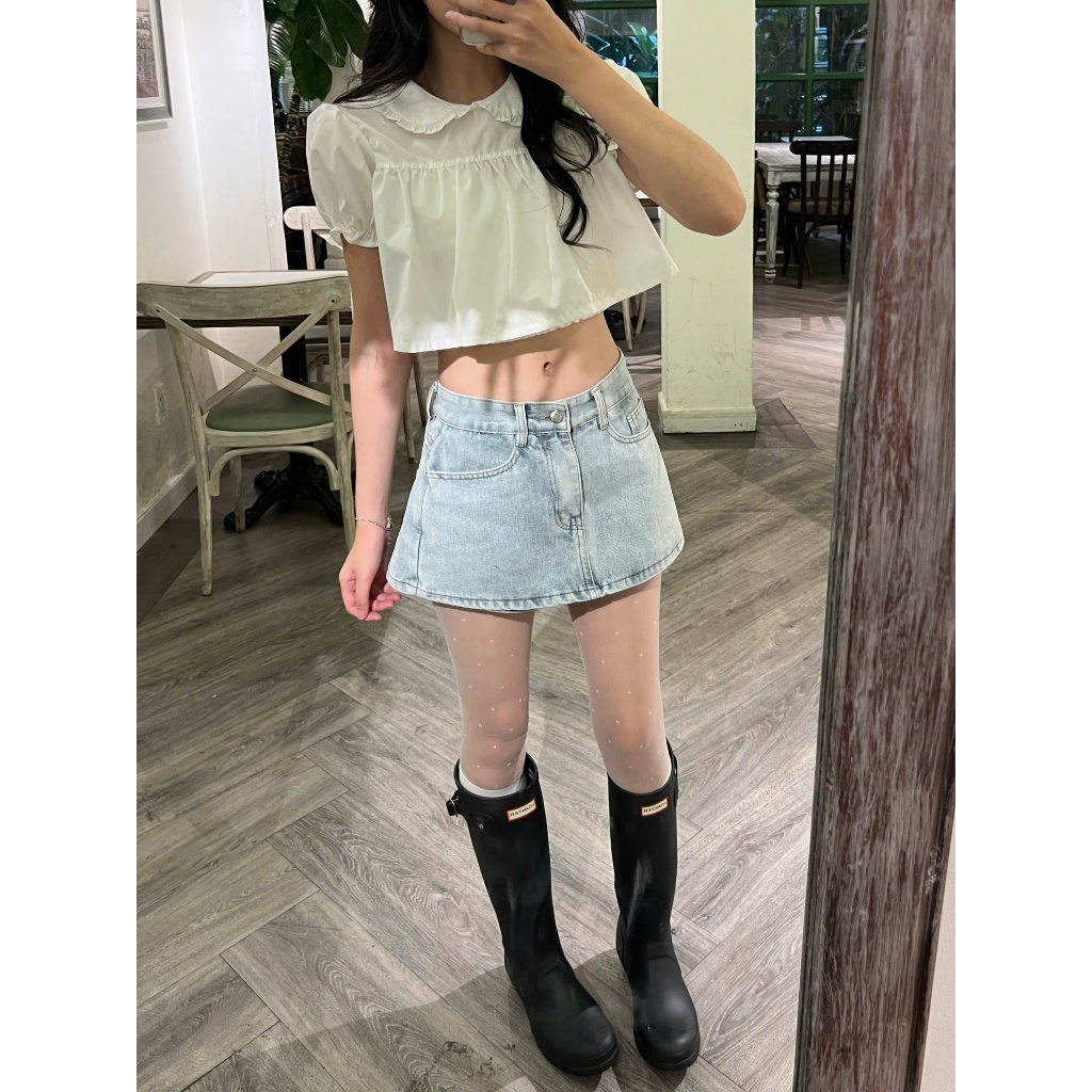 AREUM Áo Croptop Cổ bèo tay bồng KOMI Top kèm áo ống | BigBuy360 - bigbuy360.vn