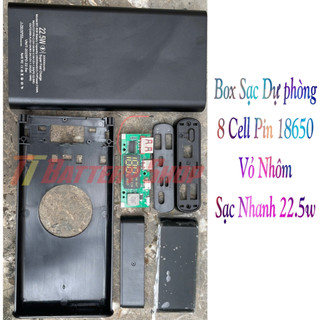 (HCM-TĐ) Box 8Cell 18650 KHÔNG PIN vỏ nhôm, hỗ trợ sạc nhanh 22.5w