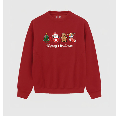 [BST Giáng Sinh] Áo Nỉ BOO Không Mũ Unisex Form Overfit In Họa Tiết Noel Chất Liệu Ấm Áp, Dày Dặn