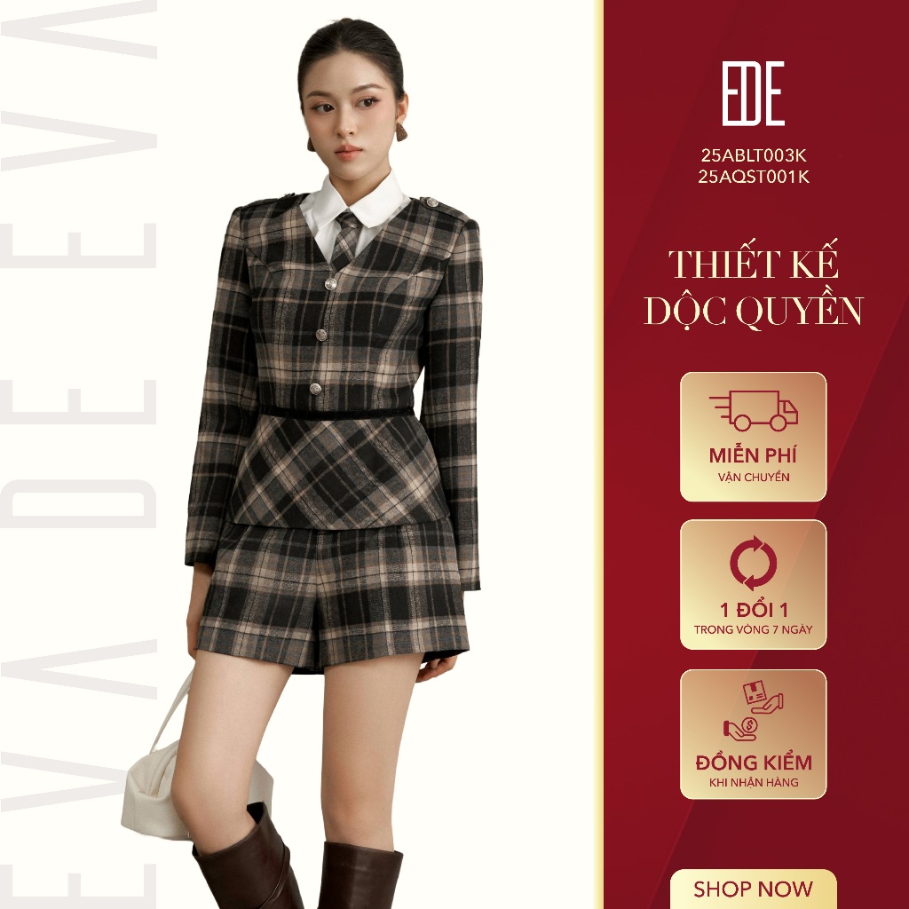 Áo khoác dạ nữ thiết kế Eva de Eva 25ABLT003K