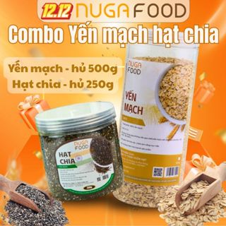 Combo yến mạch hạt chia NUGAFOOD phù hợp chế độ giảm cân, eatclean, hỗ trợ ăn kiêng hủ 500g & 250g