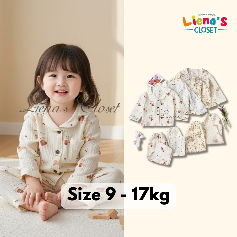 Bộ Pijama Unisex Vải Xô Muslin Mềm Mại An Toàn Thiết Kết Xinh Xắn Cho Các Bé Yêu Từ 1 - 5 Tuổi DT01