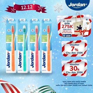  Bộ 4 Bàn chải đánh răng Jordan Clean Smile lông siêu mềm bảo vệ nướu nhạy cảm xuất xứ Na Uy 
