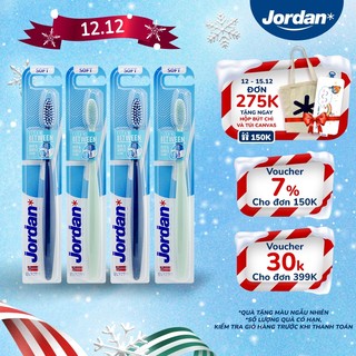  Bộ 4 Bàn chải đánh răng Jordan Clean Between lông siêu mềm 0.01 bảo vệ nướu nhạy cảm xuất xứ Na Uy 
