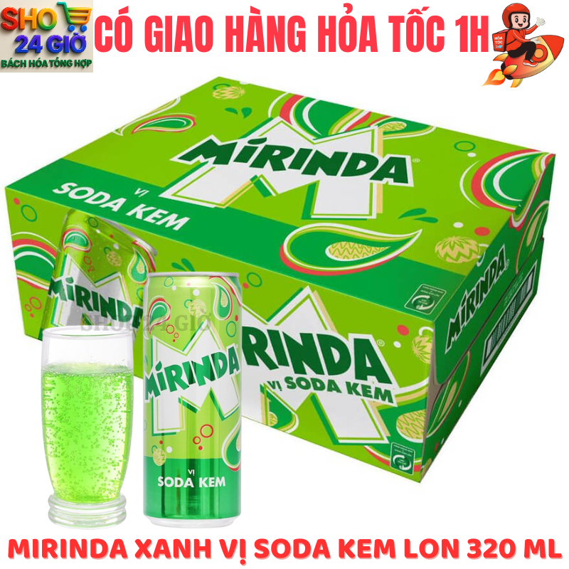 MIRINDA  KEM Nước Ngọt Có Ga Thùng 24 Lon 320 Ml