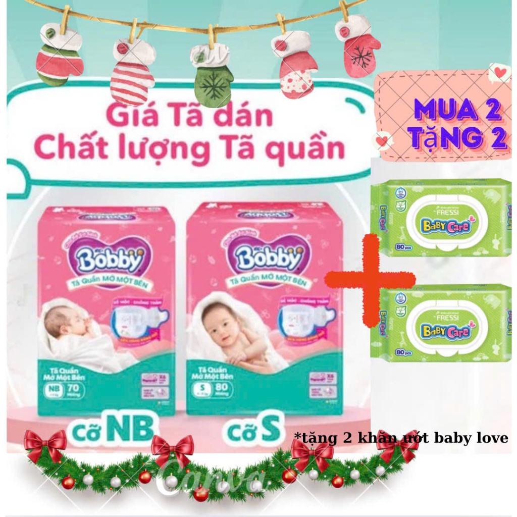 Tã/bỉm quần Mở Một Bên Bobby - Tiện Lợi, Dễ Mặc - Size NB70+6/S80/NB36/ S40 miếng Mẫu mới 2025 quà t
