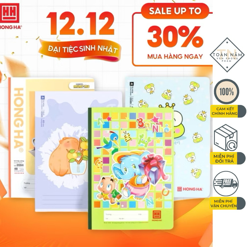 Combo 10 Vở Ô Ly Hồng Hà 48 trang, Vở 4 Ô Ly 70/100gsm Dành Cho Học Sinh Tiểu Học