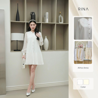  RINA - Alma Dress - Váy babydoll trắng form A xoè dập ly nhẹ nhàng tinh khôi.  ĐỢT CUỐI KHÔNG RESTOCK  