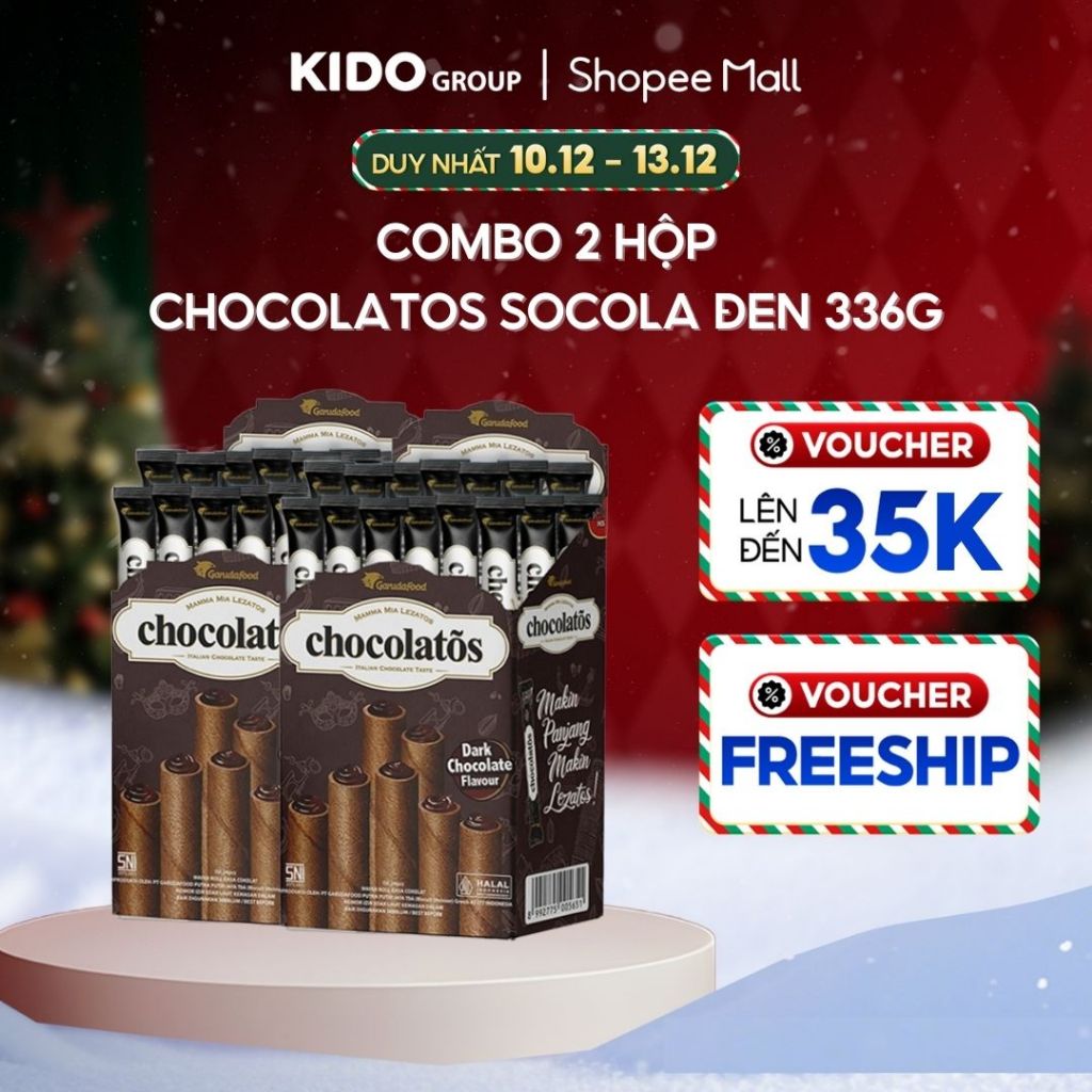 Combo 2 Bánh cuộn Chocolatos Socola Đen 336g | Kido Group