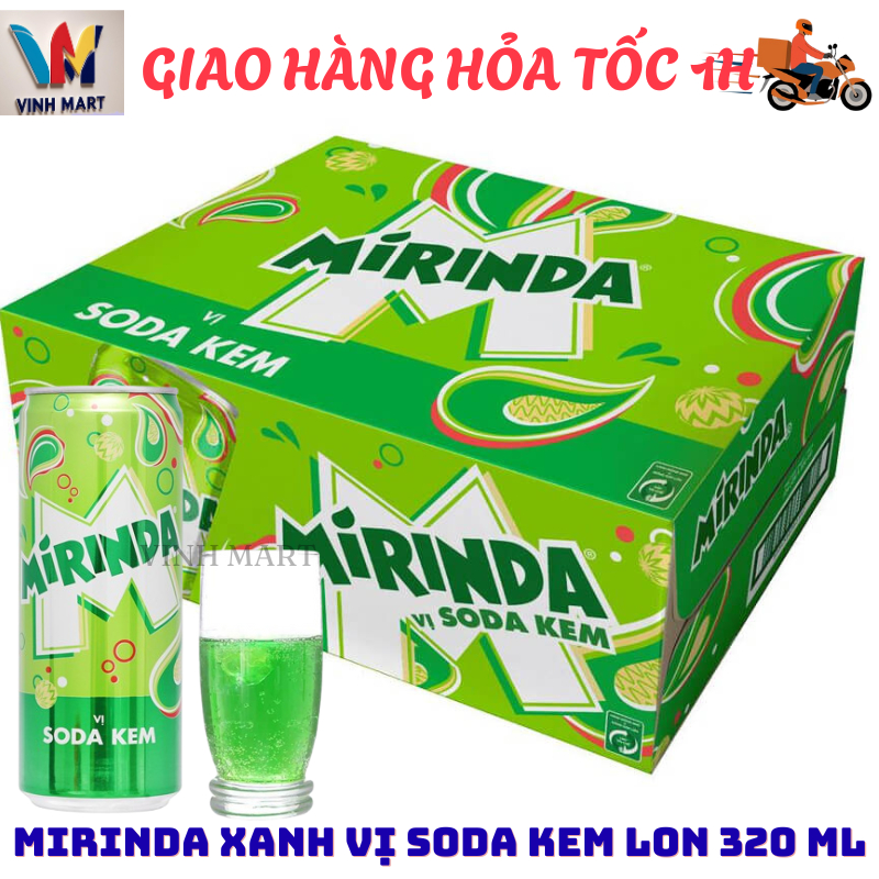 Mirinda Xanh Soda Kem Thùng 24 Lon 320 Ml