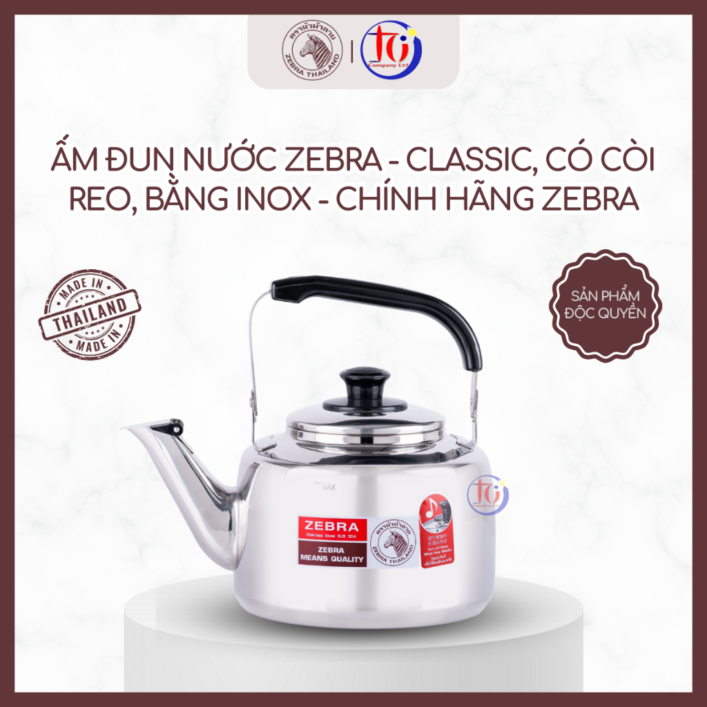Ấm Đun Nước Zebra - Classic, Có Còi Reo, Bằng Inox - Chính Hãng Zebra