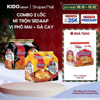   MUA 2 TẶNG 1  Combo Mì Sedaap: 1 Lốc Vị Gà Cay Hàn Quốc 87gr + 1 Lốc Vị Gà Quay Phô Mai Hàn Quốc 86gr 