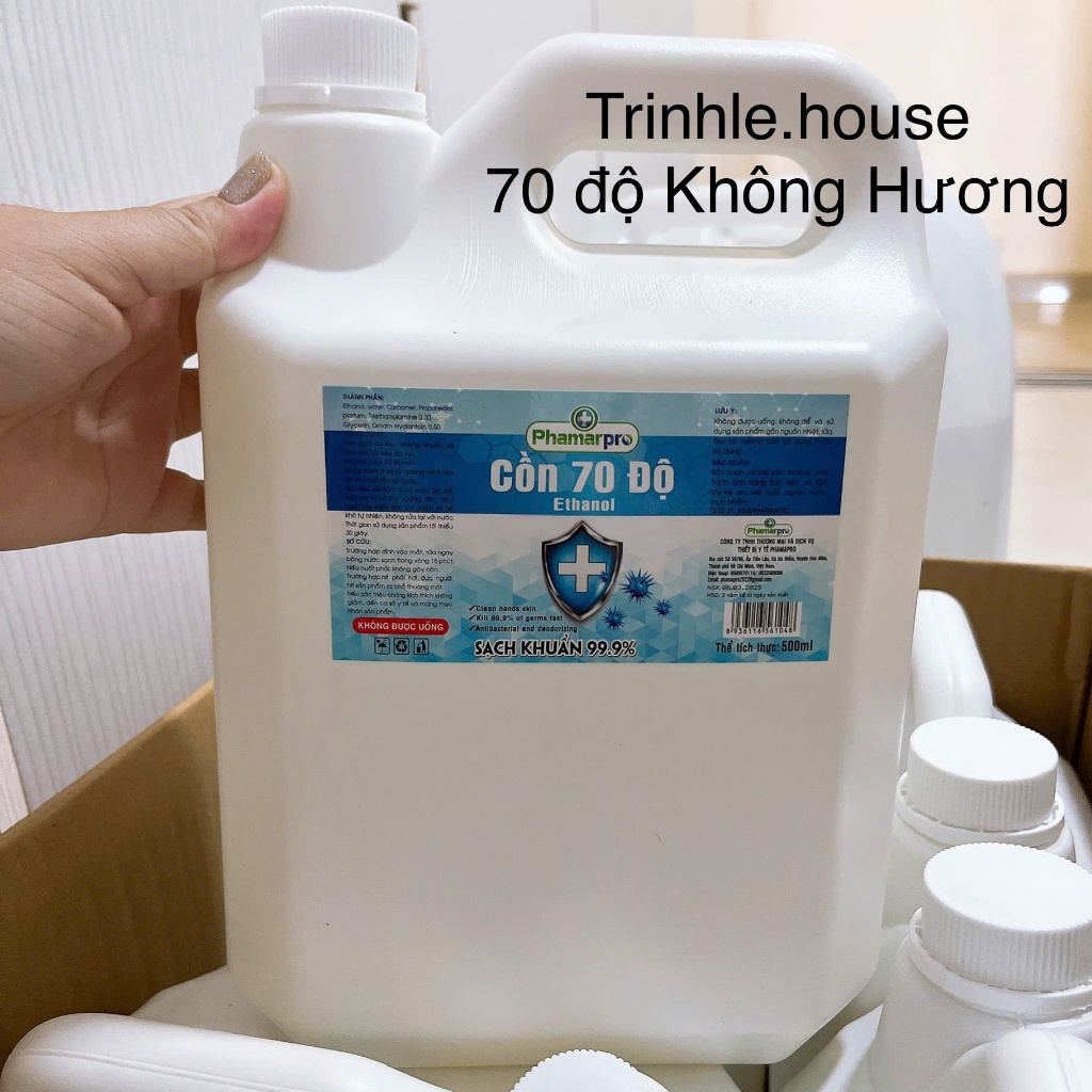 Hoả Tốc TPHCM Can Cồn sát khuẩn y tế 70 độ 5 lít- bình 90 độ  Phamapro chuẩn loại 1 hương chanh sả